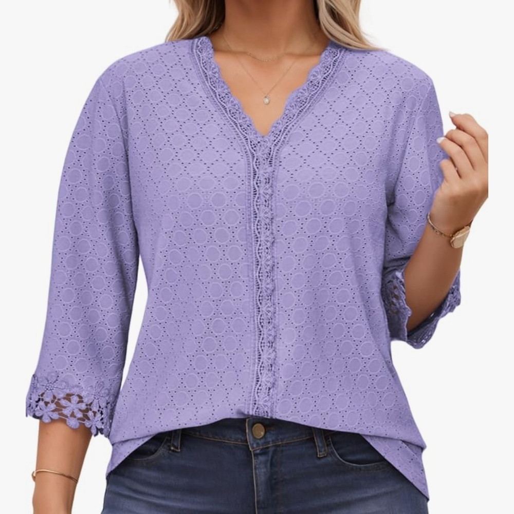 ROSRISS Lavender Lace Trim Women's Top, size 4X, NWT